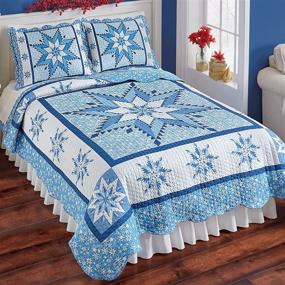img 3 attached to ❄️ Stunning Winter Holiday Bedding: Pretty Snowflake Reversible Patchwork Quilt with Scalloped Edges