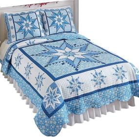 img 4 attached to ❄️ Stunning Winter Holiday Bedding: Pretty Snowflake Reversible Patchwork Quilt with Scalloped Edges