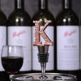 img 2 attached to 🍷 Miicol Initial Letter Wine Stopper: Monogram Hammered Metal with Rose Gold Plating - Perfect Wine Gift for Kitchen Decor, Bar, Wedding Party. Elegance Meets Utility!