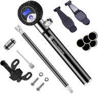 portable mini bike pump with gauge, 120psi: frame bicycle pump, glueless puncture repair kit, presta & schrader valve tire pump for road, mountain bikes & bmx cycling, hand ball air pump with needle logo