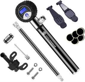 img 4 attached to Portable Mini Bike Pump with Gauge, 120PSI: Frame Bicycle Pump, Glueless Puncture Repair Kit, Presta & Schrader Valve Tire Pump for Road, Mountain Bikes & BMX Cycling, Hand Ball Air Pump with Needle