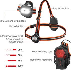 img 1 attached to CHIMONA 10A FC US YP0701305 Black CHIMONA LED Running Chest Light With Safety Warning Lamp USB Rechargeable Running Lights For Runners Running Jogging Walking Camping Hiking Outdoor Adventure Adjustable Reflective Belt