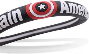 img 1 attached to Эксклюзивная обложка рулевого колеса для автомобиля Finex Silicone Captain America Superhero - черная: достигните идеальной посадки