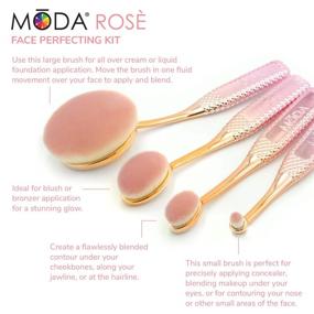 img 2 attached to MODA Rosè Oval Makeup Brush Set: Perfecting, Full Size 4pc Brushes - Foundation, Contour, Detail Contour, and Concealer Brushes