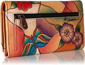 img 3 attached to 👜 Anuschka Hand Painted Leather Triple Compartment Wallet/Clutch - Anna