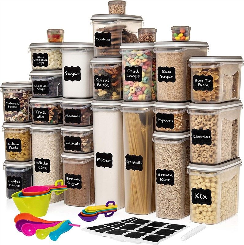 Shazo Airtight Container Set for Food Storage - 8 Pc Set - BPA Free Heavy  Duty Plastic - Interchangeable Lids - Clear Plastic - Labels & Marker  Included 