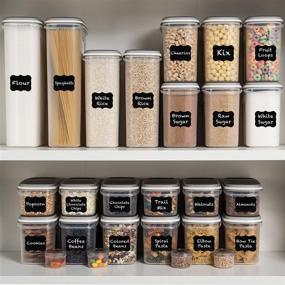 img 2 attached to 🥡 Shazo 52 Pc Food Storage Containers - Airtight Dry Food Space Saver with Interchangeable Lid, 14 Measuring Cups + Spoons, Labels + Marker - Reusable & Convenient