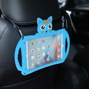 img 2 attached to 🔵 Ultimate Protection and Comfort: iPad Mini Case for Kids with Adjustable Shoulder Strap and Shockproof Silicone Handle Stand - Blue