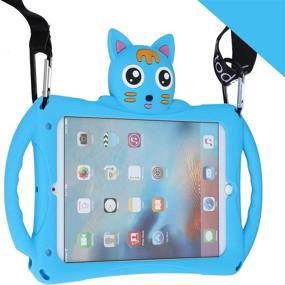 img 4 attached to 🔵 Ultimate Protection and Comfort: iPad Mini Case for Kids with Adjustable Shoulder Strap and Shockproof Silicone Handle Stand - Blue