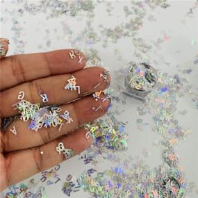 img 3 attached to 💅 10g Silver Laser PET Sequin Nails Art: Ultrathin 4mm Letter Shape Glitter Paillettes for Manicure, LB100-26Letter