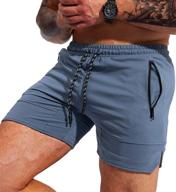 🏋️ high-performance pudolla men's gym workout shorts for intense weightlifting & bodybuilding - featuring convenient zipper pockets logo