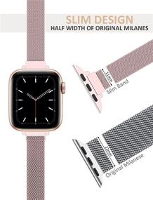 img 3 attached to 👌 Stylish & Reliable MRAIN-H Magnetic Clasp Apple Watch Band - Compatible with 41mm, 40mm, 38mm, 45mm, 44mm, 42mm - Slim & Thin Women Wristband - Perfect Replacement for iWatch Series 7/6/SE/5/4/3/2/1