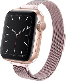 img 4 attached to 👌 Stylish & Reliable MRAIN-H Magnetic Clasp Apple Watch Band - Compatible with 41mm, 40mm, 38mm, 45mm, 44mm, 42mm - Slim & Thin Women Wristband - Perfect Replacement for iWatch Series 7/6/SE/5/4/3/2/1