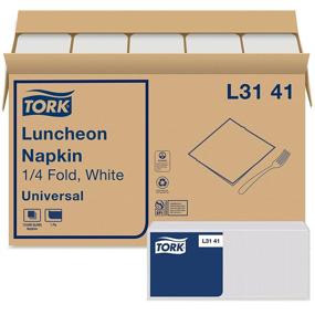 img 4 attached to 🍽️ Премиум салфетки для обеда Tork White - 12 x 500 переработанных однослойных салфеток, складывающихся на 1/4, модель L3141