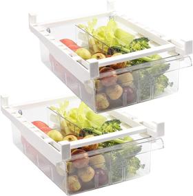 img 4 attached to 🛍️ Shopwithgreen Set of 2 Refrigerator Organizer Bins with Handle, Pull-out Fridge Drawer Organizer, Pullable Refrigerator Storage Box with 4 Divided Sections