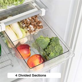 img 1 attached to 🛍️ Shopwithgreen Set of 2 Refrigerator Organizer Bins with Handle, Pull-out Fridge Drawer Organizer, Pullable Refrigerator Storage Box with 4 Divided Sections