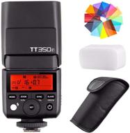 📸 godox tt350f camera flash speedlite for fuji cameras - 2.4g hss, ttl, gn36, 1/8000s, compatible with x-pro2 x-t20 x-t2 x-t1 x-pro1 x-t10 x-e1 x-a3 x100f x100t, includes eachshot color filters logo