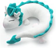 🐉 ixi dragon plush doll toy pillow - cute white dragon u-shape neck pillow, anime-inspired soft and huggable stuffed toy, perfect gift for christmas or birthday, ideal for home decoration logo