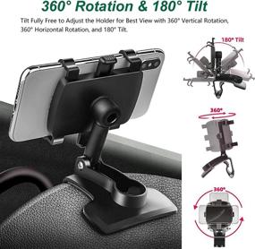 img 2 attached to 🚗 360-Degree Rotation Car Dashboard Cell Phone Holder by PKYAA - Mobile Clip Stand for 4 to 7 inches Smartphones, Rotating Dashboard Clip Phone Holder