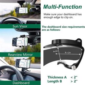 img 3 attached to 🚗 360-Degree Rotation Car Dashboard Cell Phone Holder by PKYAA - Mobile Clip Stand for 4 to 7 inches Smartphones, Rotating Dashboard Clip Phone Holder