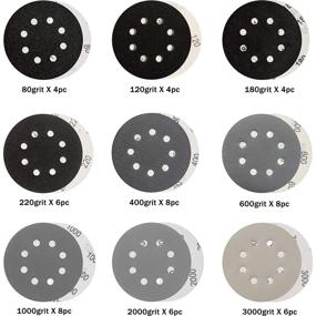 img 1 attached to 🔸 S&amp;F STEAD &amp; FAST 5 inch Wet Dry Sanding Discs Hook &amp; Loop - 54 pcs, 80-3000 Grit Silicon Carbide Orbital Sander Sandpaper Assortment with Tack Cloth for Automotive, Wood, Metal