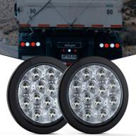 🚗 nilight 2pcs 4-inch round led reverse back up light white | surface mount grommet plugs | trailer tail lights for truck, trailer, rv, jeep | 2-year warranty (model tl-26) logo