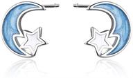 sterling silver hypoallergenic stud earrings for girls - moon star design - perfect christmas & birthday gifts for teens logo