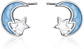 img 4 attached to Sterling Silver Hypoallergenic Stud Earrings for Girls - Moon Star Design - Perfect Christmas & Birthday Gifts for Teens