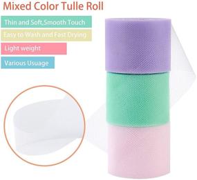 img 2 attached to 🌈 BENECREAT Rainbow Tulle Fabric Rolls - 12 Roll Bundle | 2" x 300 Yards | 6 Colors Ribbon for Wedding Party Decorations and DIY Crafts