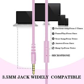 img 2 attached to Charlxee Kids Unicorn Headphones with Microphone for School, Birthday Gifts for Girls, Over Ear Wired Headset with 3.5mm Jack, HD Sound, Compatible with Kindle, Tablet, PC, Online Study (Princess, Pink)
