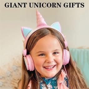 img 3 attached to Charlxee Kids Unicorn Headphones with Microphone for School, Birthday Gifts for Girls, Over Ear Wired Headset with 3.5mm Jack, HD Sound, Compatible with Kindle, Tablet, PC, Online Study (Princess, Pink)