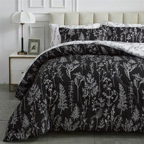 img 2 attached to 🌿 Joyreap Black and White Leaves Reversible Botanical Design Comforter Set - Ultra Soft Microfiber, All-Season Bedding (Full/Queen, 90x90 inches)