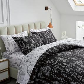 img 1 attached to 🌿 Joyreap Black and White Leaves Reversible Botanical Design Comforter Set - Ultra Soft Microfiber, All-Season Bedding (Full/Queen, 90x90 inches)