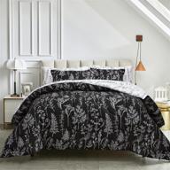 🌿 joyreap black and white leaves reversible botanical design comforter set - ultra soft microfiber, all-season bedding (full/queen, 90x90 inches) logo