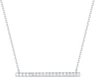 💎 carleen 18k white gold plated 925 sterling silver round cz cubic zirconia simulated diamond paved horizontal long bar dainty pendant stud earrings necklace set for women logo