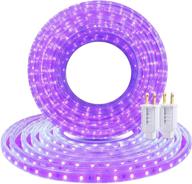 🌞 outdoor uv black light strip: 50ft led rope lights for indoor & outdoor use - guotong 110v flexible & cuttable strip for bedroom, patio, bar, christmas, halloween, camping, party decoration lighting logo