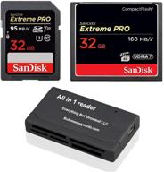 📸 enhance your digital storage: sandisk compactflash extreme pro cf memory card sdcfxps and sd extreme pro sdsdxxg bundle with everything but stromboli cf combo reader (32gb mix pack) logo