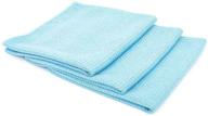 🧼 the rag company standard waffle weave towels - microfiber detailing, window/glass and drying - wax & polish - lint-free, streak-free - 370gsm - 16in x 16in - light blue (3-pack) logo