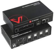 🔌 hdmi 2.0 4 port kvm switch with 4k@60hz, 2k@144hz,1080p@120hz support, 18gbps bandwidth, usb 2.0 keyboard/mouse/printer/monitor/pc selector, audio out/mic in, hdr10, dolby vision, dolby/dts, hdcp2.2 compatibility logo