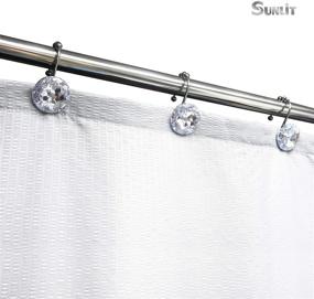 img 1 attached to 💎 Sparkling Sunlit Luxury: Round Clear Diamond Crystal Gem Bling Shower Curtain Hooks with Glide Balls - Rust Proof Metal Rhinestones Glam Rings (12 Pack)