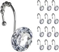 💎 sparkling sunlit luxury: round clear diamond crystal gem bling shower curtain hooks with glide balls - rust proof metal rhinestones glam rings (12 pack) logo