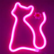 🐱 led cat neon sign lights wall decor - battery or usb operated for room, wall, or table - led neon light sign for bar, christmas, home party, wedding, birthday - ideal for kids' or girls' room (pink cat) логотип