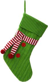 img 3 attached to GMOEGEFT Christmas Stocking: 20-inch Green Knitted with Scarf - Enhance Your Family Holiday Décor with Large Xmas Tree Ornaments