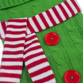 img 2 attached to GMOEGEFT Christmas Stocking: 20-inch Green Knitted with Scarf - Enhance Your Family Holiday Décor with Large Xmas Tree Ornaments