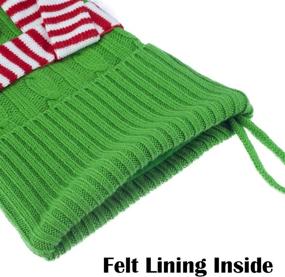 img 1 attached to GMOEGEFT Christmas Stocking: 20-inch Green Knitted with Scarf - Enhance Your Family Holiday Décor with Large Xmas Tree Ornaments