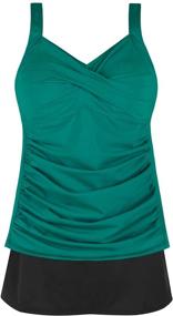 img 3 attached to JINXUEER Women's Plus Size Solid Tankini Set - Modest Two Piece Skirt Swimwear for Active Swimmers