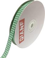 🎀 qianf 1 inch wide gingham woven edge ribbon: checkered craft ribbon, 50 yards long spool (green) - high quality & versatile logo