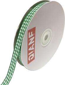 img 2 attached to 🎀 QIANF 1 Inch Wide Gingham Woven Edge Ribbon: Checkered Craft Ribbon, 50 Yards Long Spool (Green) - High Quality & Versatile