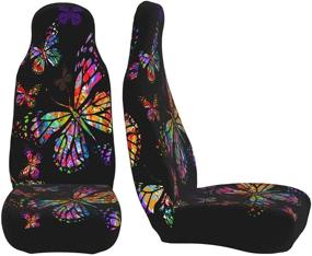 img 1 attached to Foruidea Colorful Butterfly Car Seat Covers Universal 2 Pcs Auto Front Seat Cover Fit Most Cars