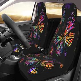 img 2 attached to Foruidea Colorful Butterfly Car Seat Covers Universal 2 Pcs Auto Front Seat Cover Fit Most Cars